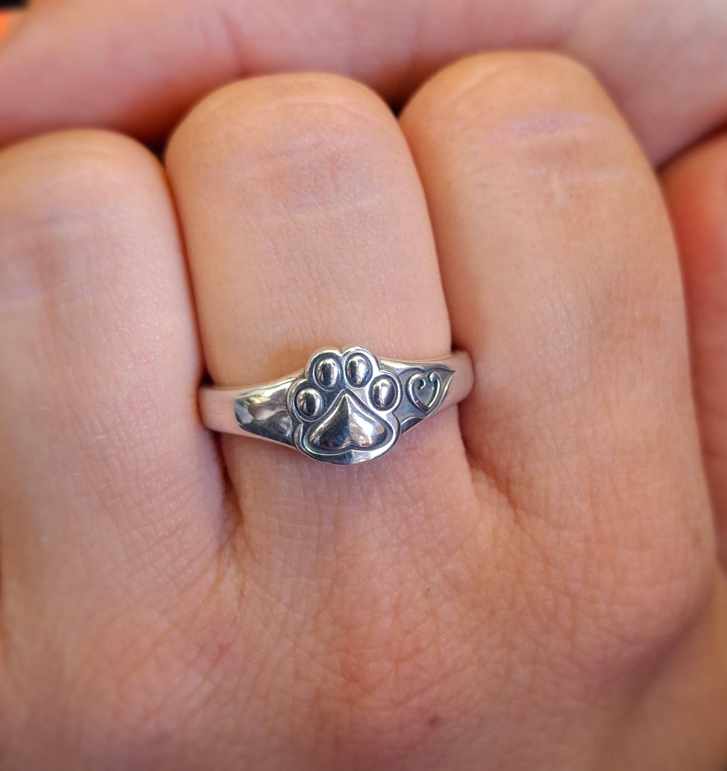Paw print heart ring