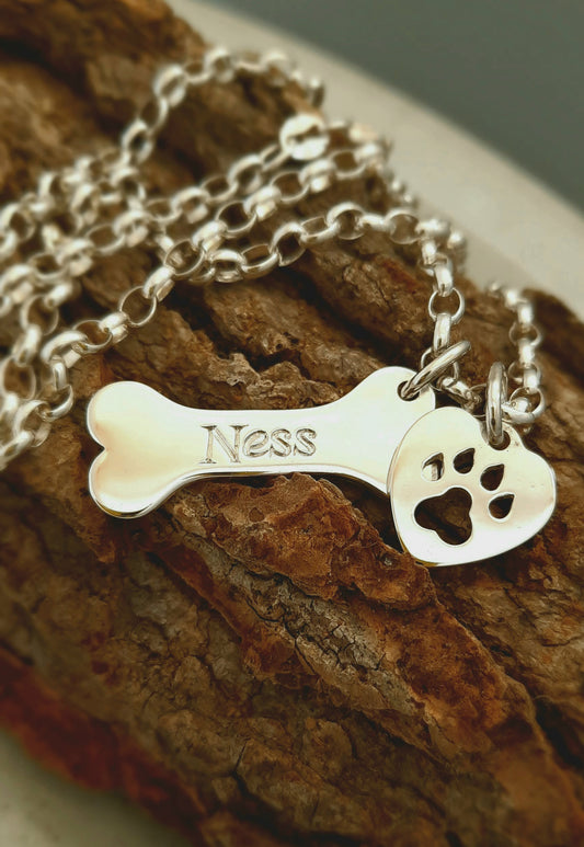 Bone and heart with paw cut out