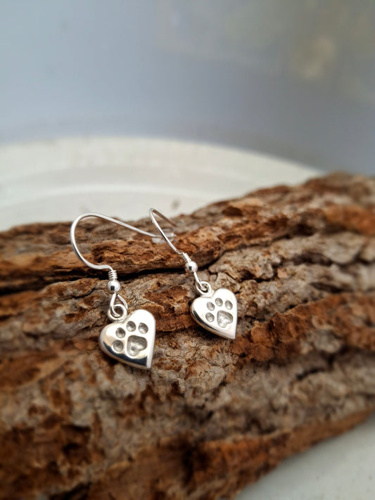 Tiny Heart Paw Earrings