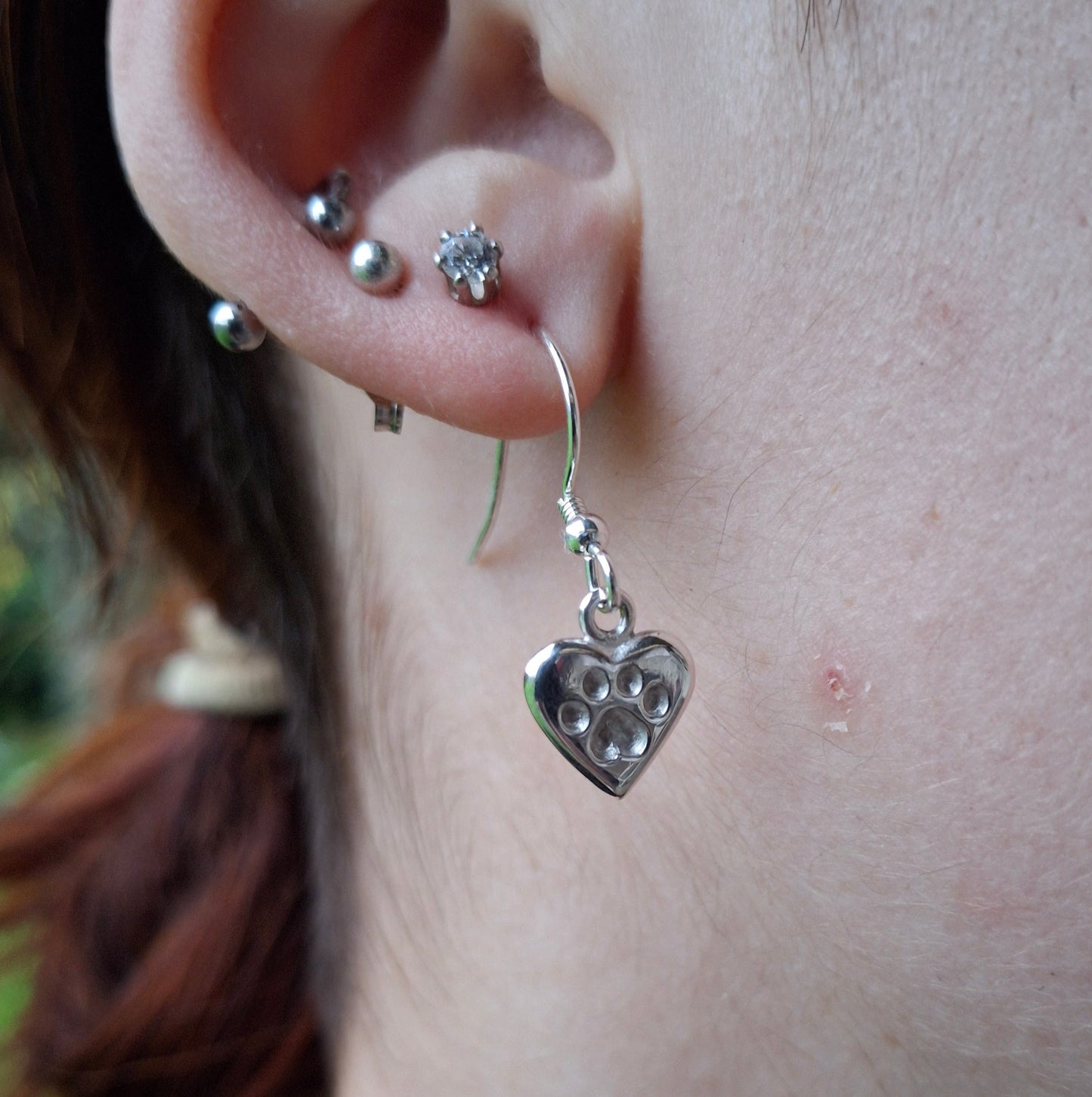 Tiny Heart Paw Earrings