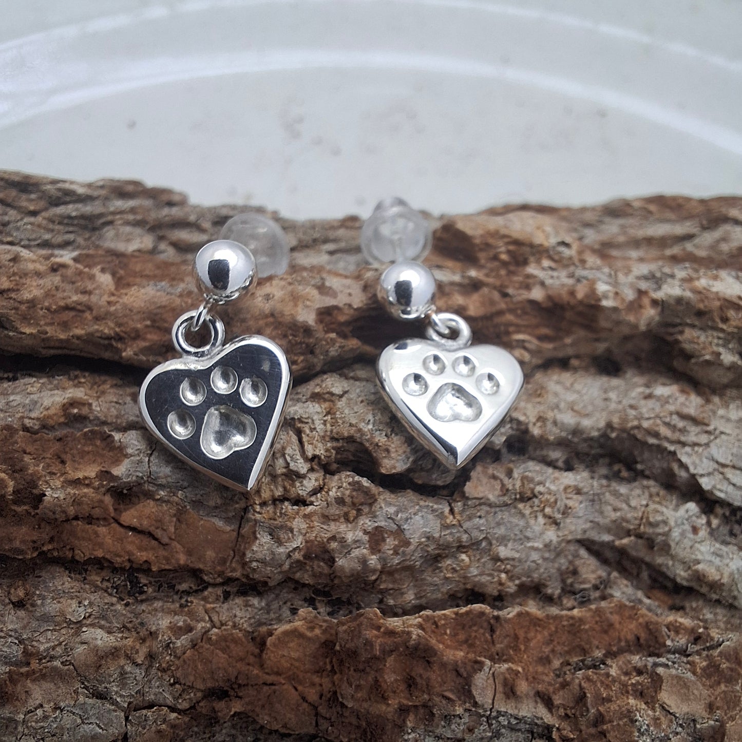 Tiny Heart Paw Earrings